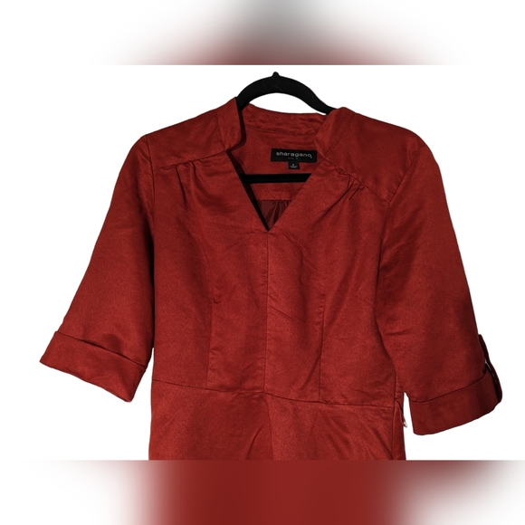 Sharagano red suede-feel A-line dress, size 6 - Picture 4 of 5